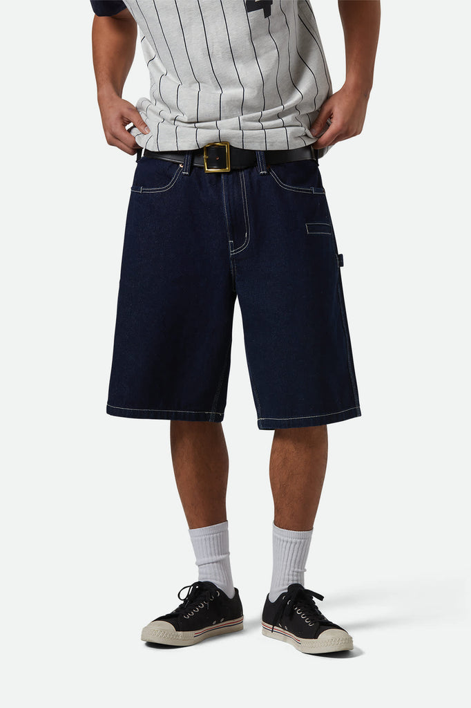 Men's Builders Carpenter Baggy Short in the color Rinse Denim - Men's Front View