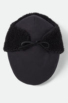 Unisex Barrel Earflap Snap Cap in the color Black/Black - Additional Laydown image