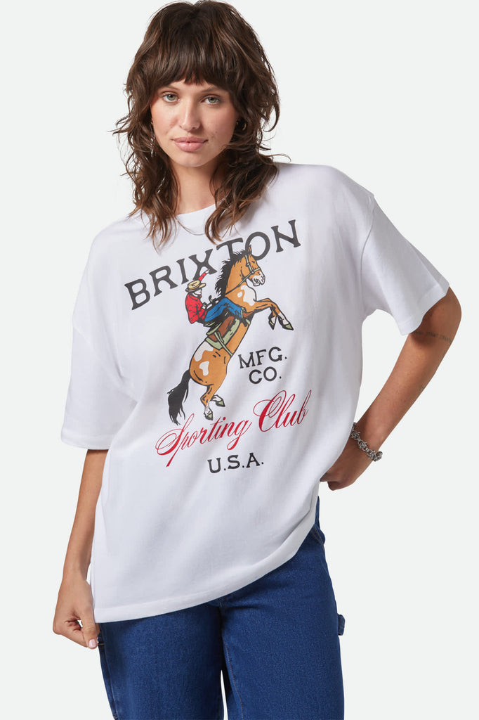 Women's Sporting Club Oversized Boyfriend T-Shirt in the color White - Women's Front View