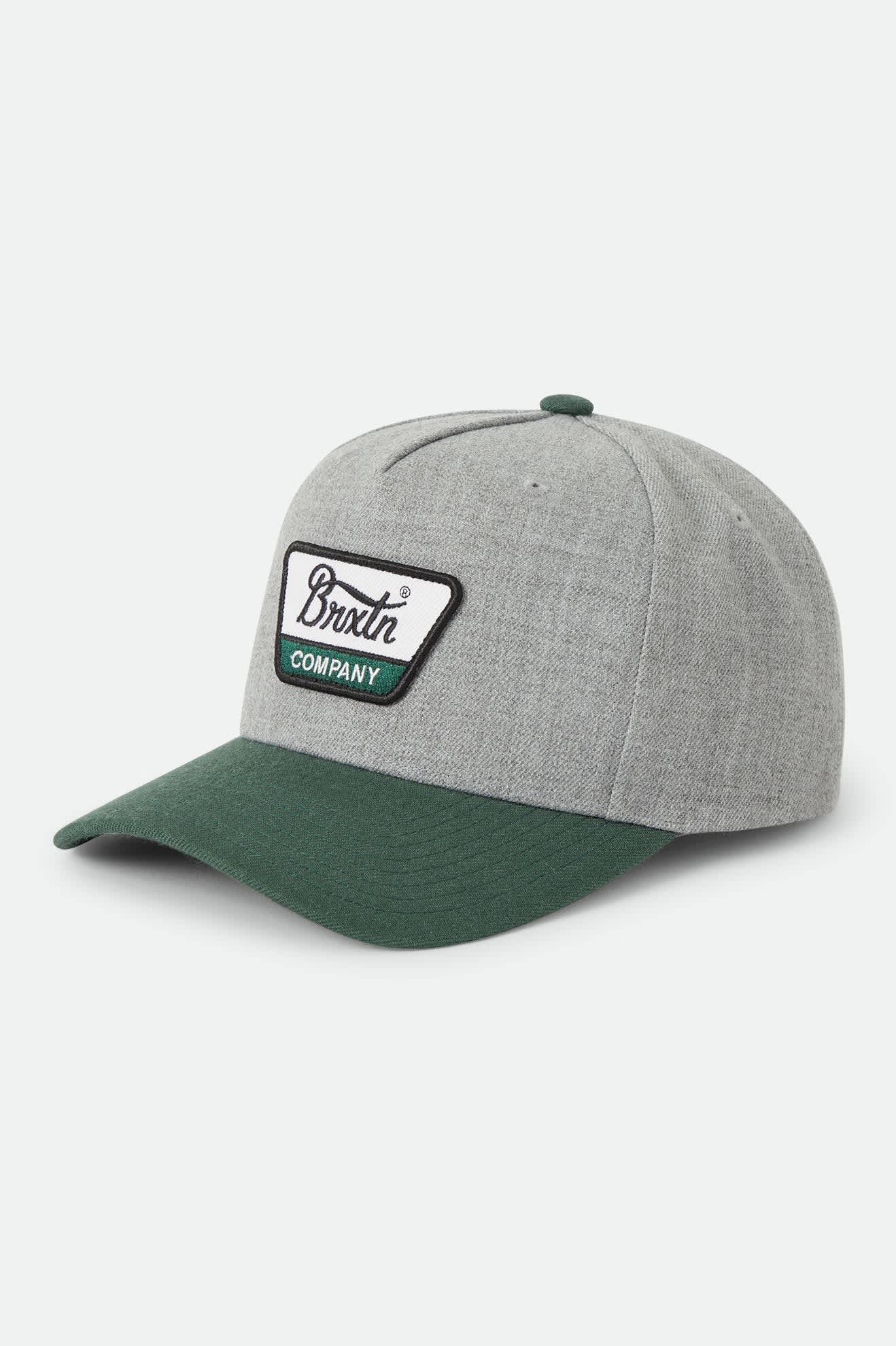 Unisex Linwood Netplus Snapback in the color Dark Heather Grey/Dark Green - Front Product View