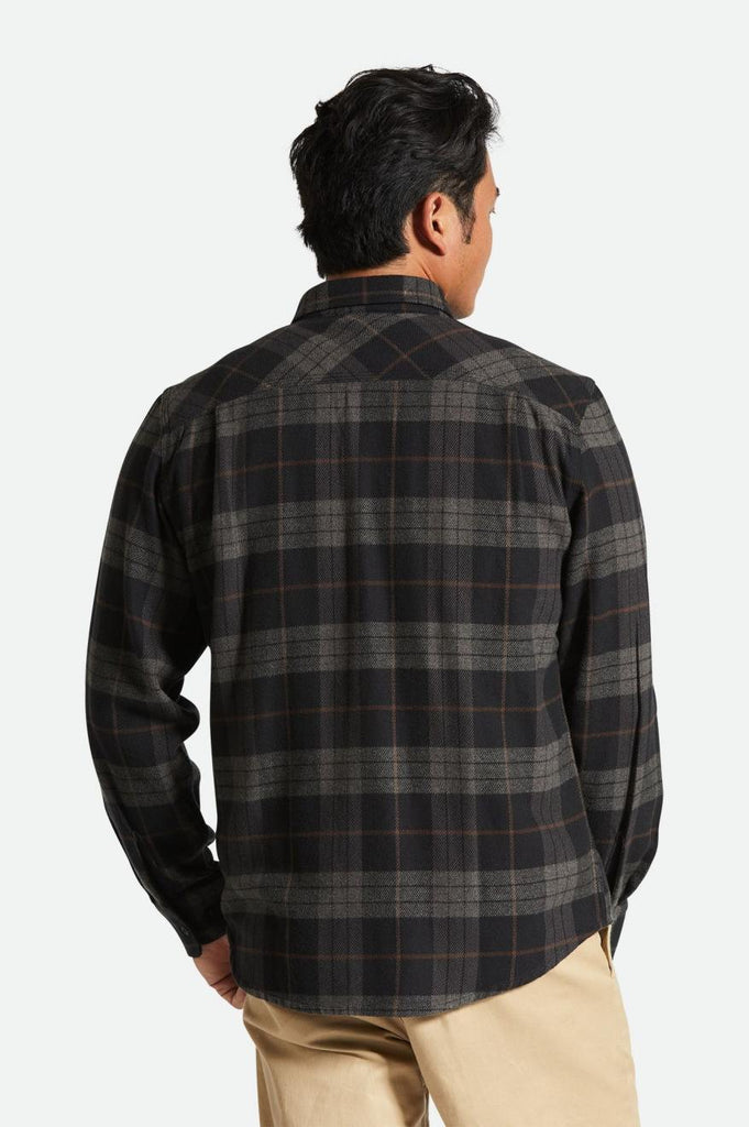 Men's Back Fit Image | Bowery L/S Flannel - Black/Charcoal