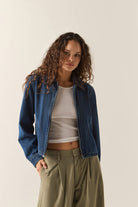 Women's Mechanics Women's Garage Lined Jacket in the color Dark Denim - Women's Front Fit Image