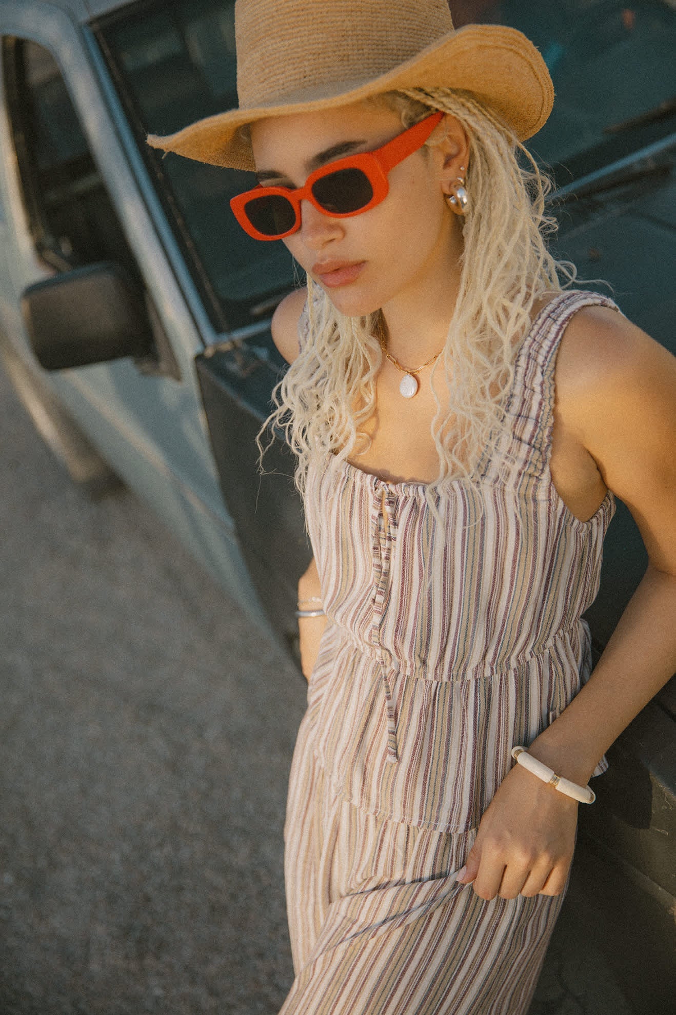 Women's The Abigail Tie Top in the color Worn In Robust Red Stripe - Men's Lifestyle image