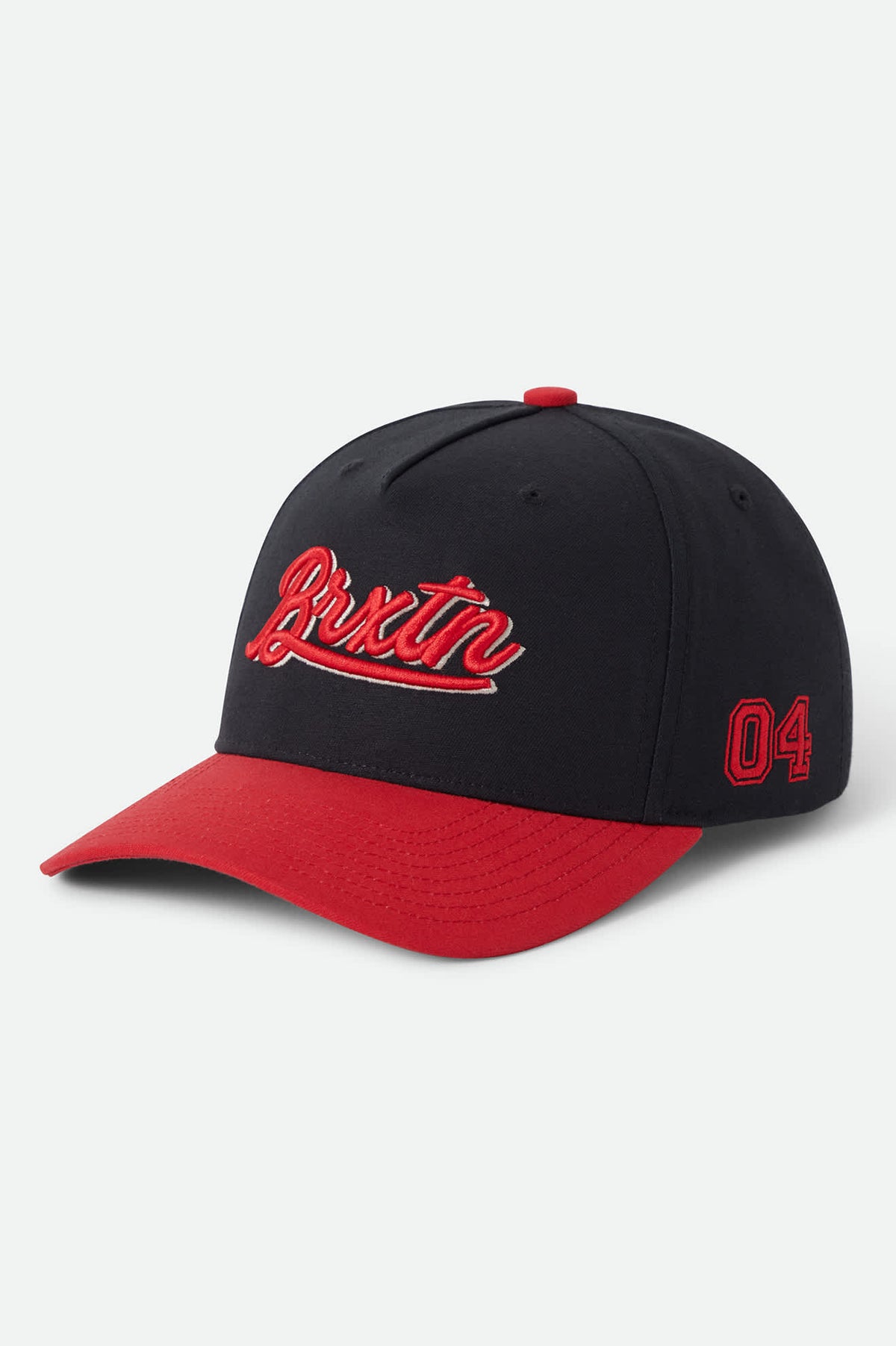 Unisex Jenson Snapback in the color Black/Crimson - Front Product Laydown Image