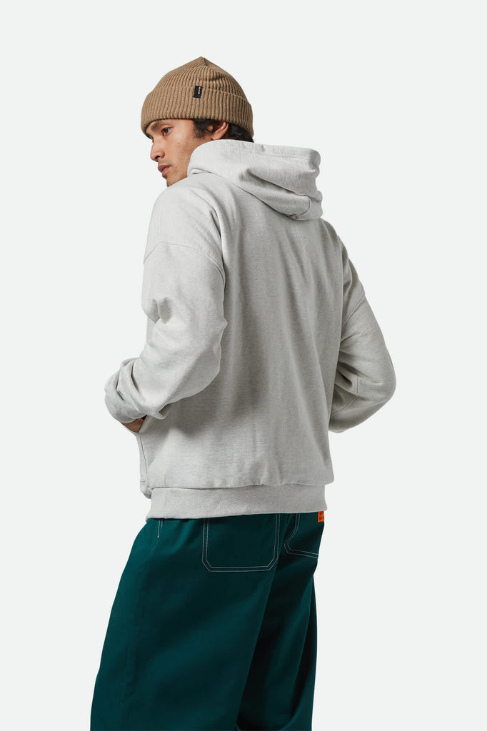 Men's Embroidered Heavyweight Oversized Hoodie in the color Heather Grey Ash - Men's Side View