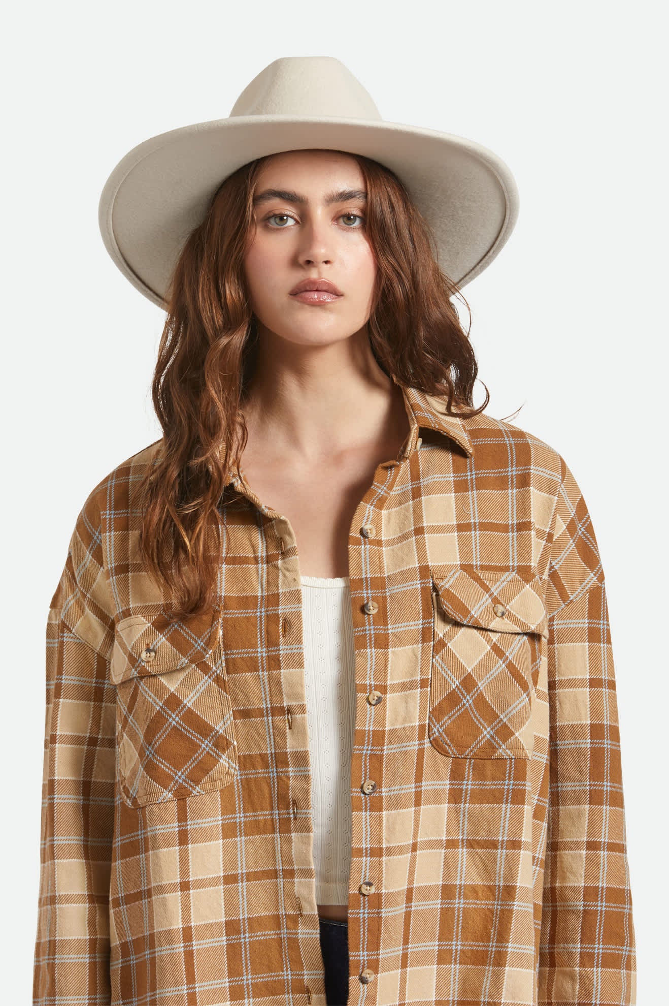 Women's Eleanor Felt Packable Hat in the color Off White - Additional Fit image
