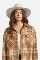 Women's Eleanor Felt Packable Hat in the color Off White - Additional Fit image