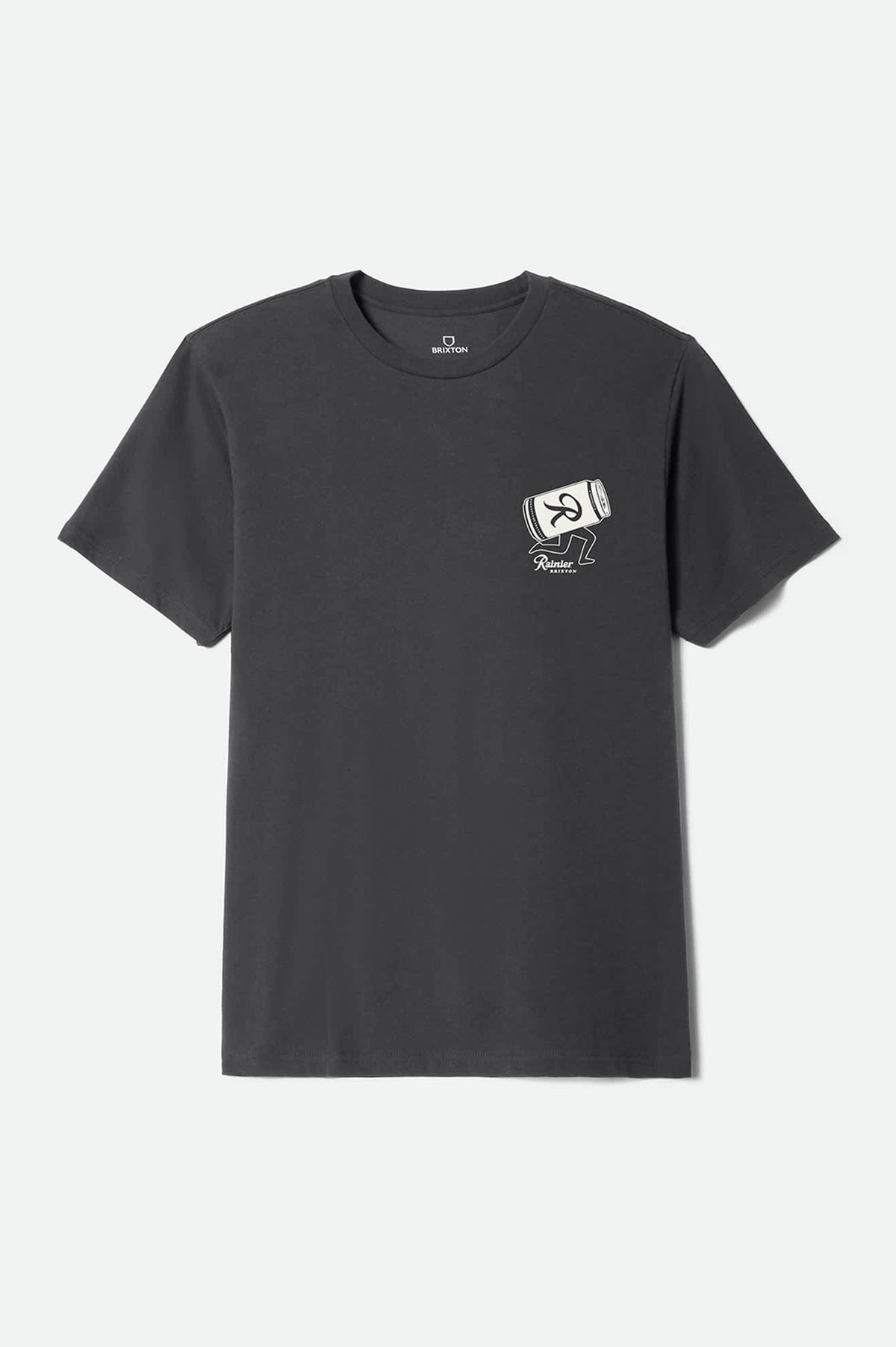 Men's Rainier Beer Run Short Sleeve Standard T-Shirt in the color Black - Front Product Laydown Image
