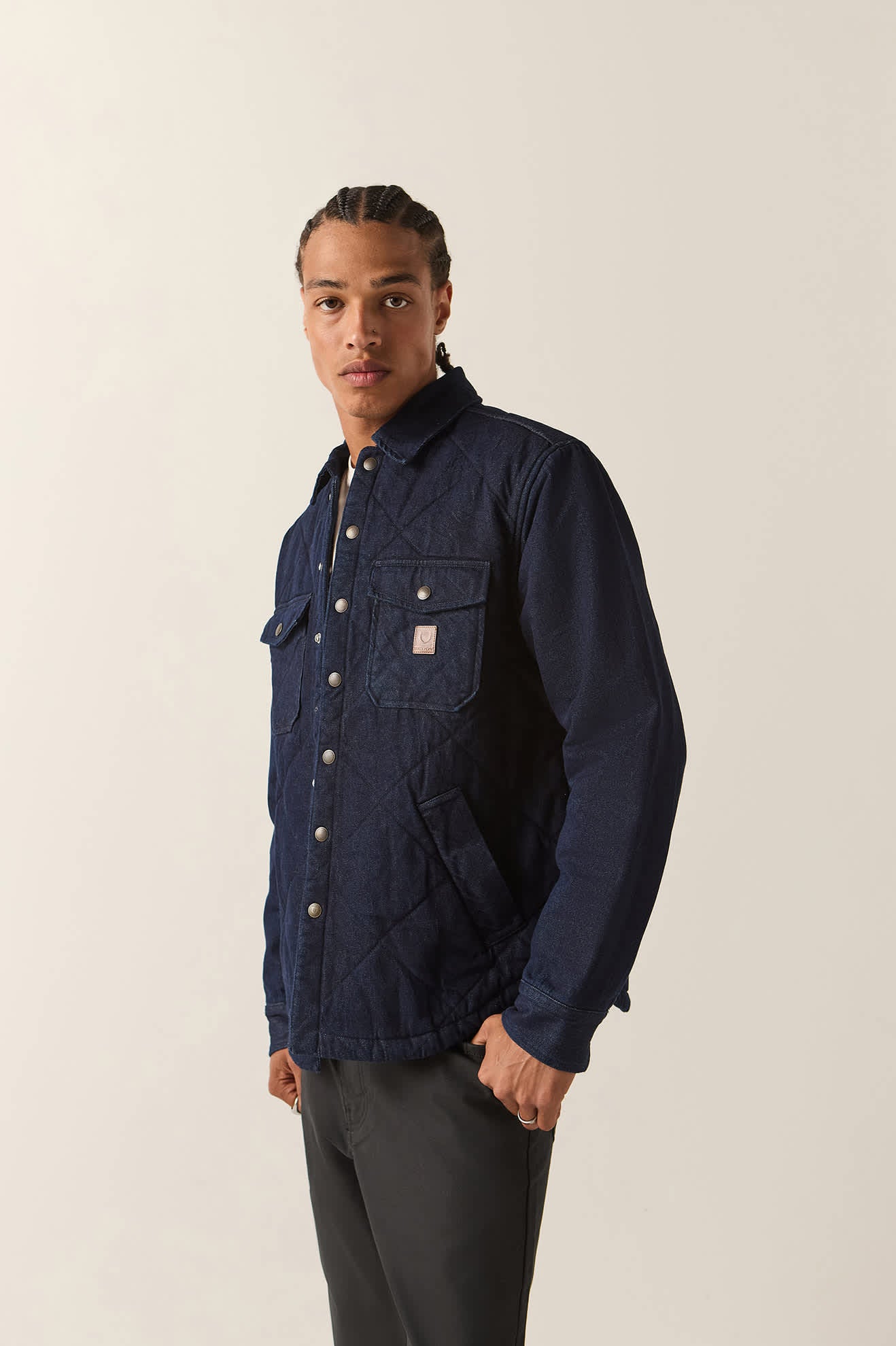 Men's Durham Lined Jacket in the color Dark Denim - Men's Side View