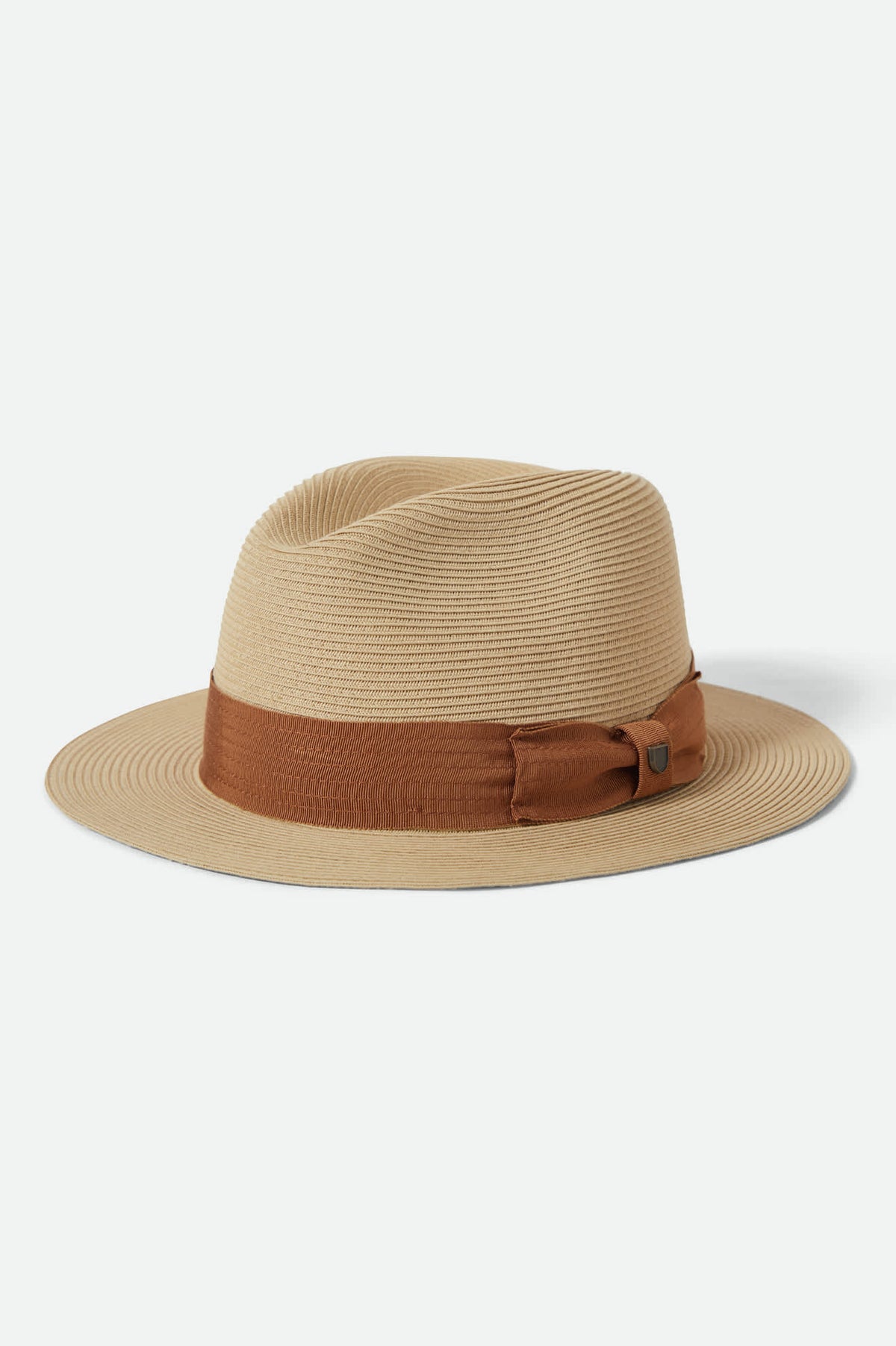 Unisex Roma Straw Packable Fedora in the color Natural/Bronze - Front Product View