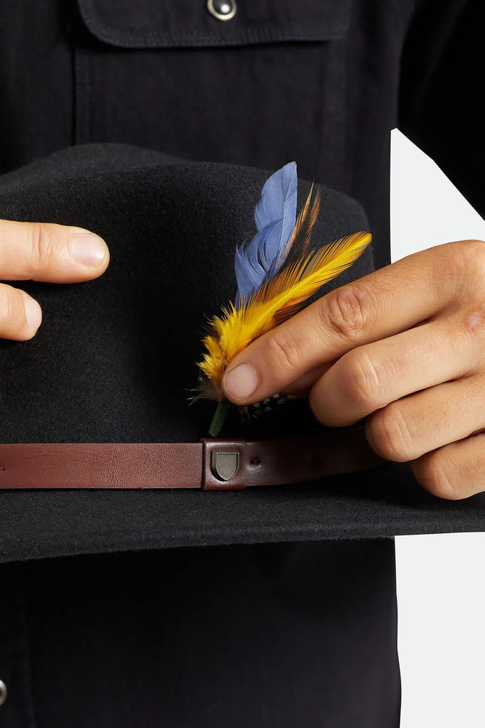 Unisex Brixton Hat Feather in the color Joe Blue/Black/Yellow - Additional Style View