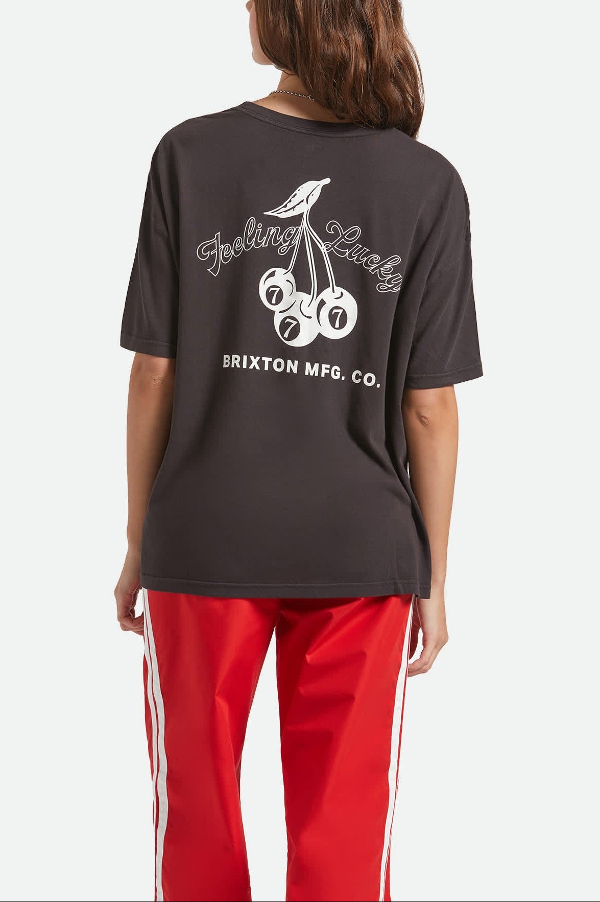 Women's Feeling Lucky Oversized Boyfriend T-Shirt in the color Black - Women's Back View