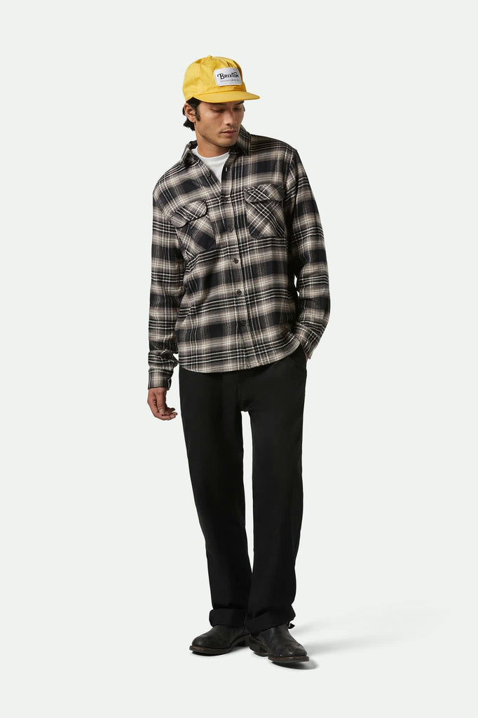 Men's Bowery L/S Flannel in the color Black/Charcoal/Beige - Men's Featured View