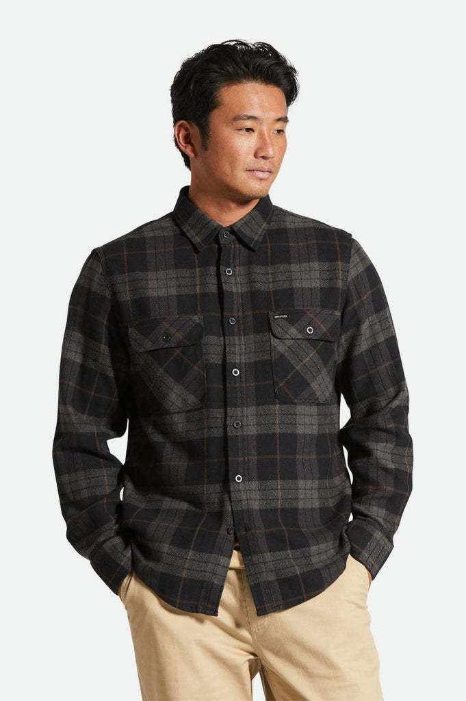 Men's Fit, front | Bowery L/S Flannel - Black/Charcoal