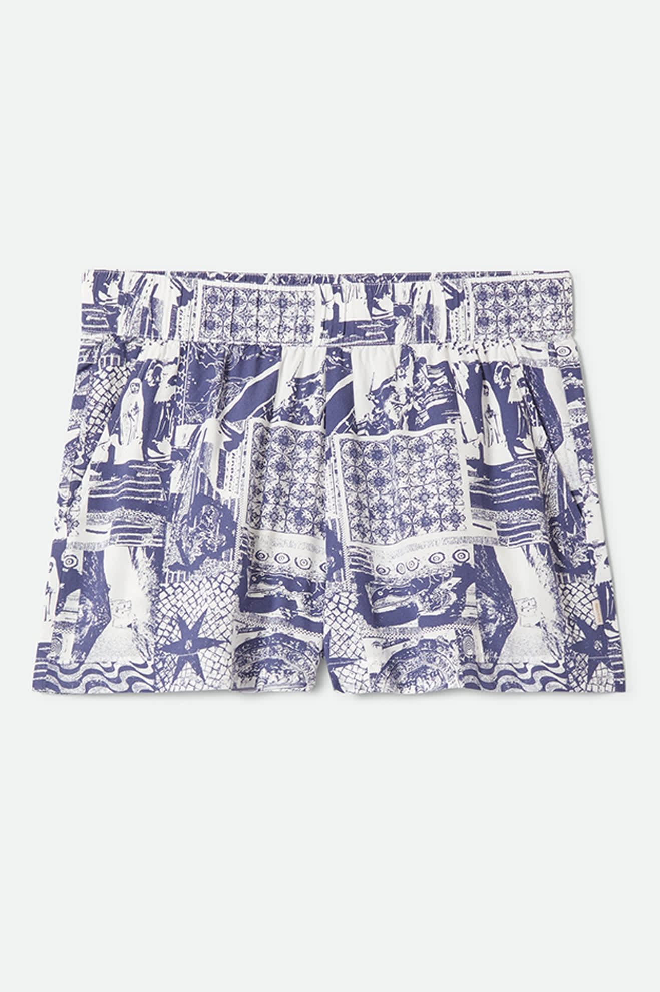 Women's Post Playa E-Waist Short in the color Navy/White Collage - Front Product Laydown Image