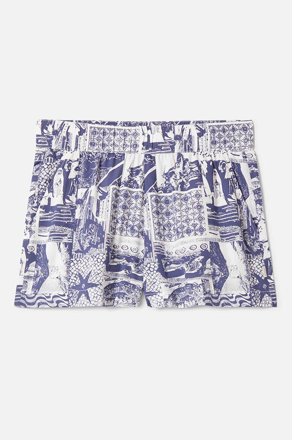 Women's Post Playa E-Waist Short in the color Navy/White Collage - Front Product Laydown Image