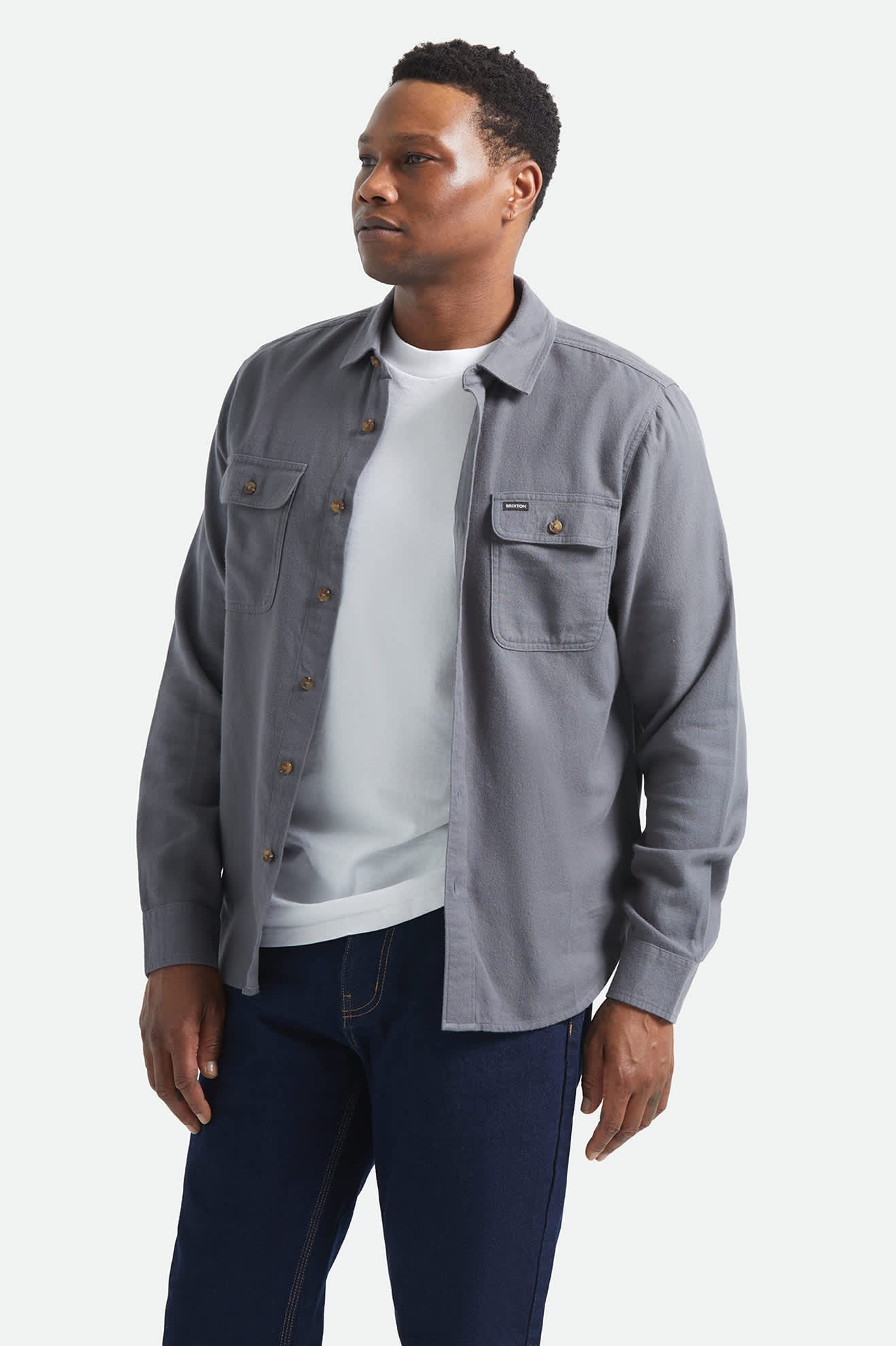 Men's Bowery Lightweight Ultra Soft Flannel in the color Future Grey - Additional Fit image