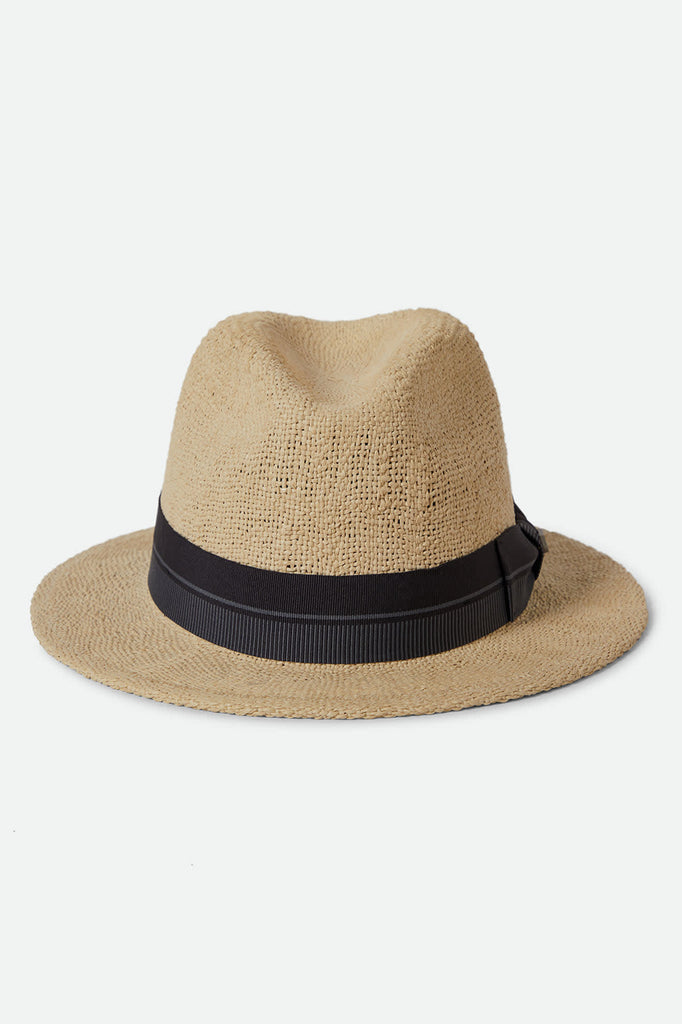 Unisex Roma Straw Fedora in the color Natural/Black - Additional Style View