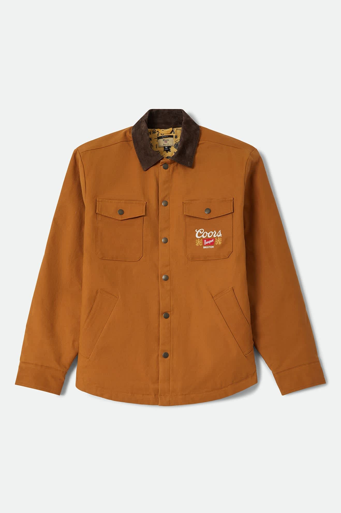 Men's Coors Durham Lined Jacket in the color Golden Brown - Front Product Laydown Image