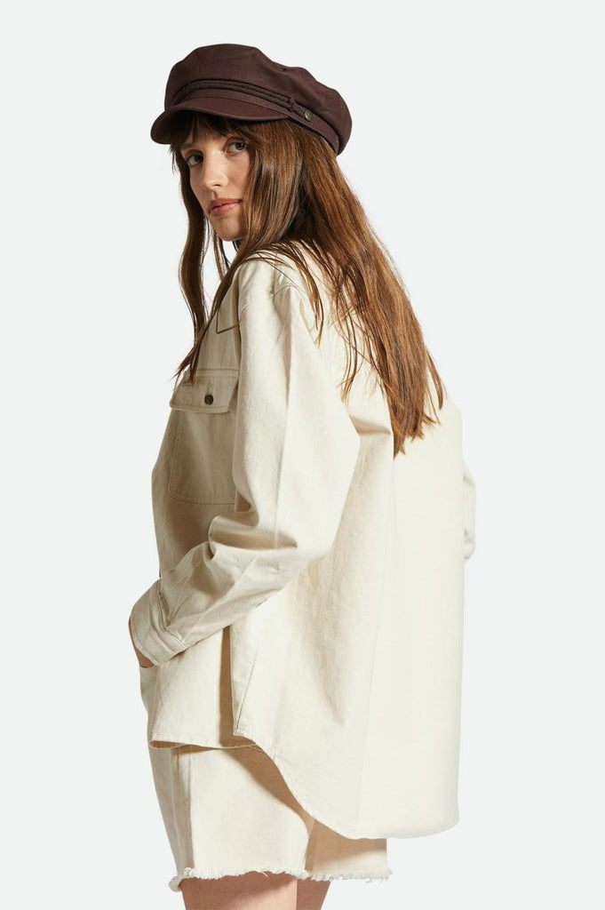 Women's Fit, Back View | Bowery Boyfriend Overshirt - Natural