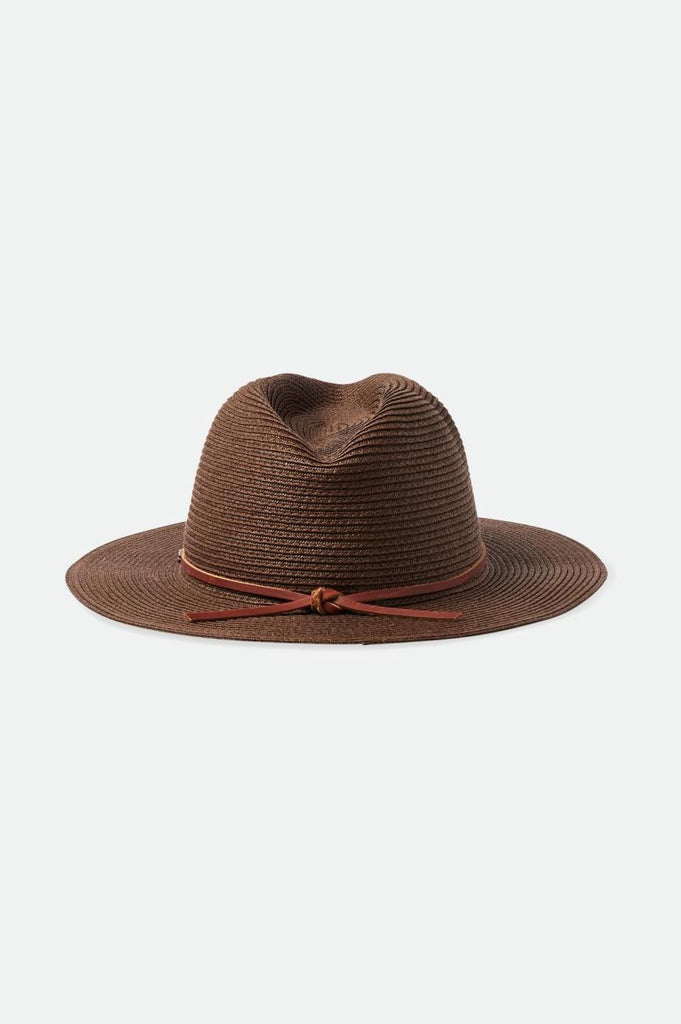 Brixton Unisex Wesley Straw Packable Fedora - Dark Earth | Back