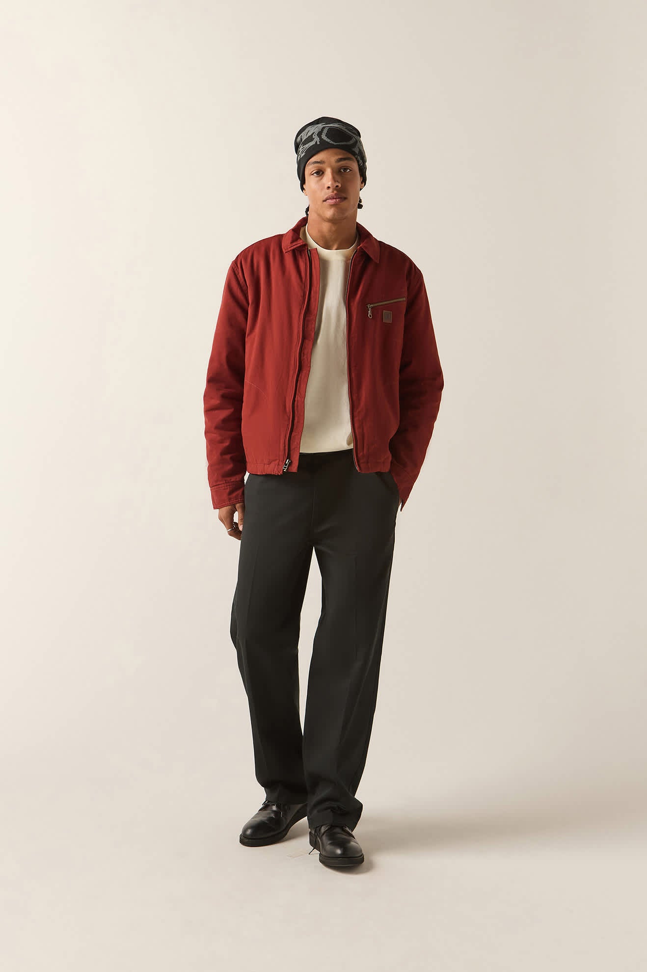 Men's Mechanic Garage Zip Lined Jacket in the color Dark Brick - Additional Fit image