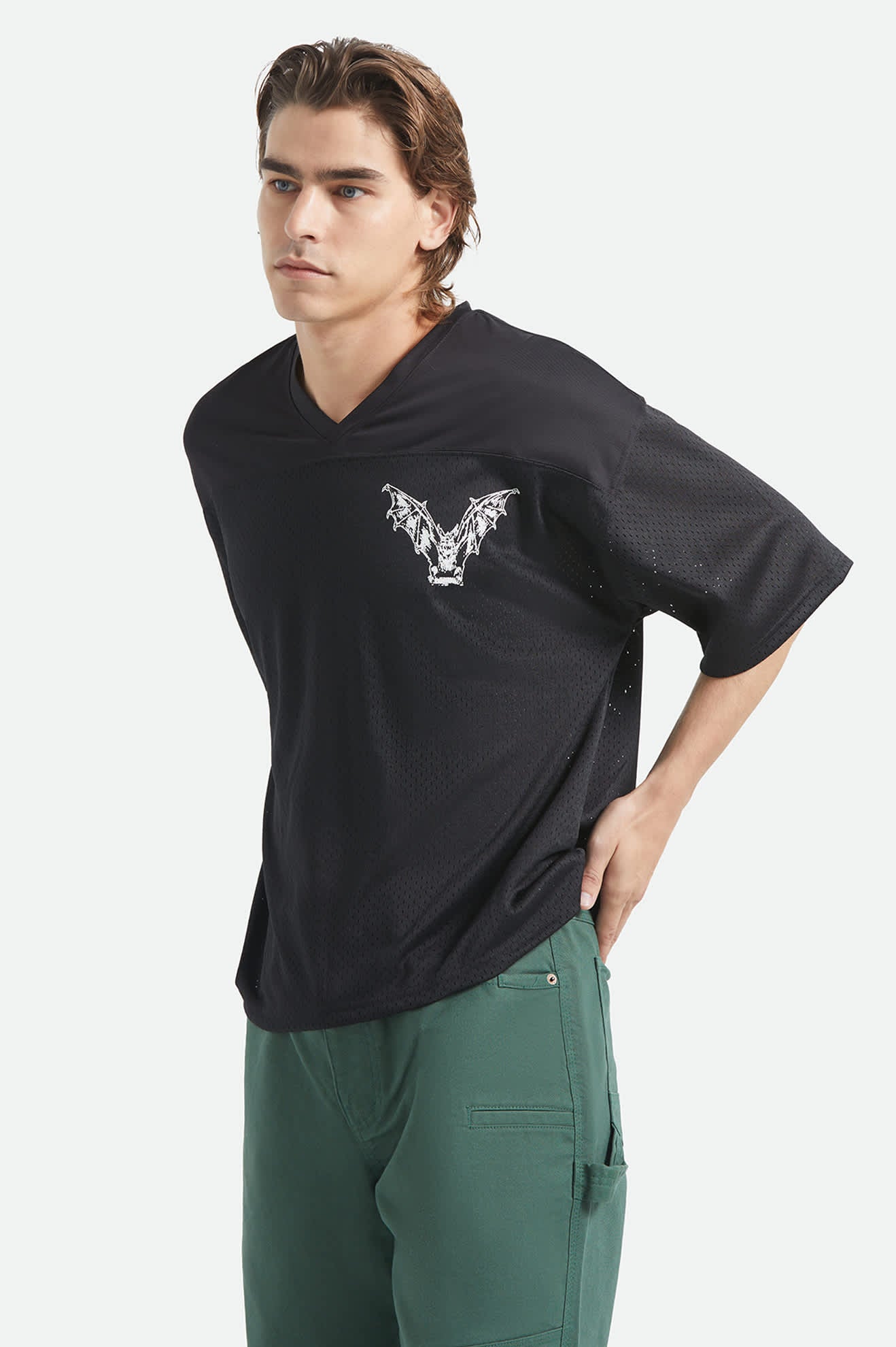 Men's Baggy Mesh Practice Jersey in the color Black/White Chippa - Men's Side View