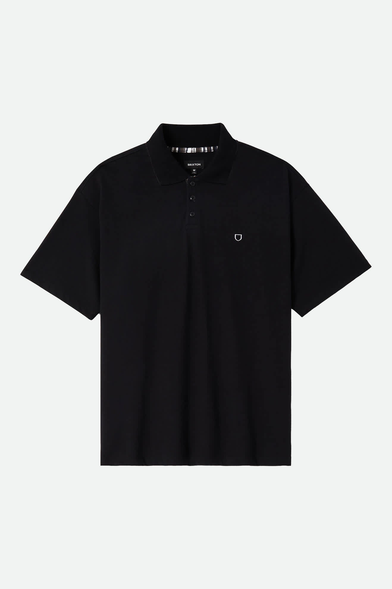 Men's Anton Short Sleeve Polo in the color Black - Front Product Laydown Image