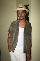 Men's Bunker French Terry Cloth S/S Camp Collar Shirt in the color Ivy Green - Men's Lifestyle image