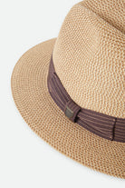 Unisex Roma Straw Packable Fedora in the color Multi Brown/Chocolate - Additional Laydown image