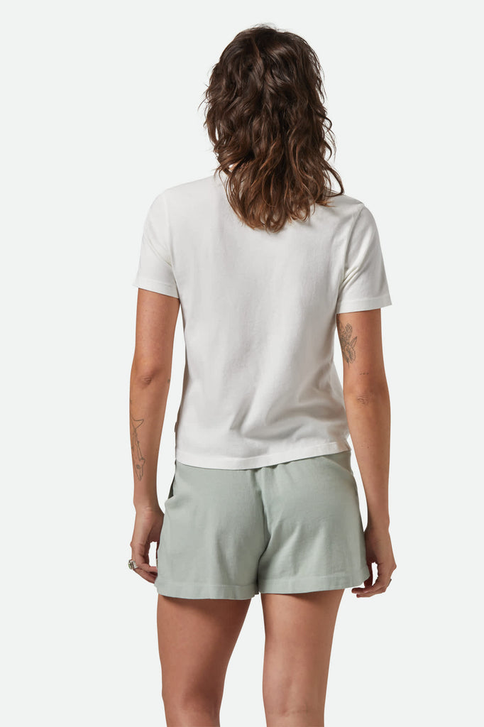 Women's Carefree Organic Garment Dye Perfect T-Shirt in the color Off White - Women's Back View