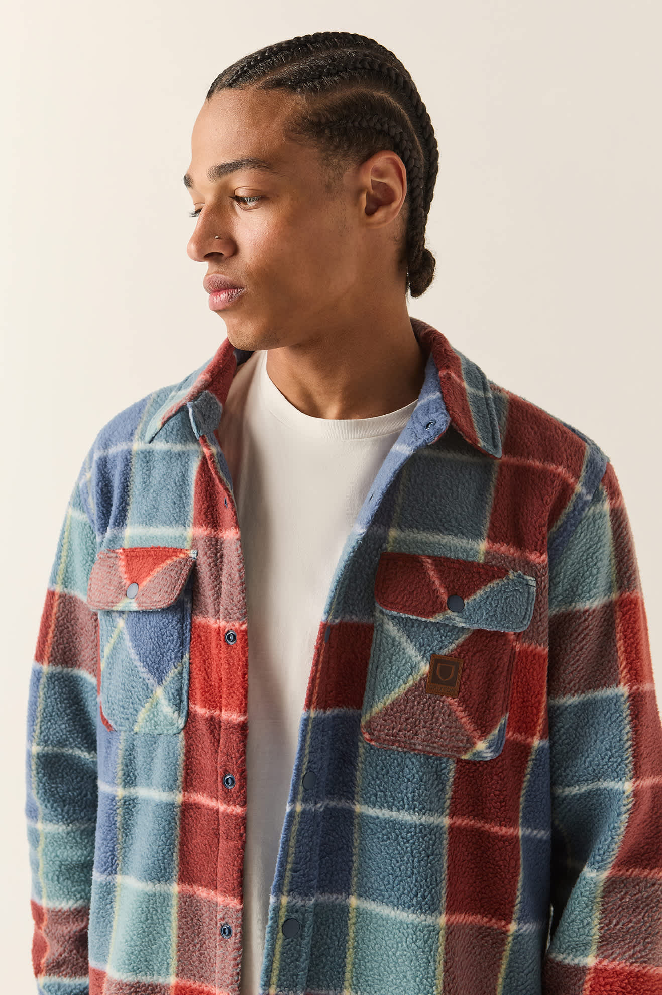 Men's Bowery Arctic Stretch Fleece in the color Blue/Red Plaid - Additional Fit image