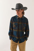Men's Bowery Flannel in the color Marine Blue - Additional Fit image
