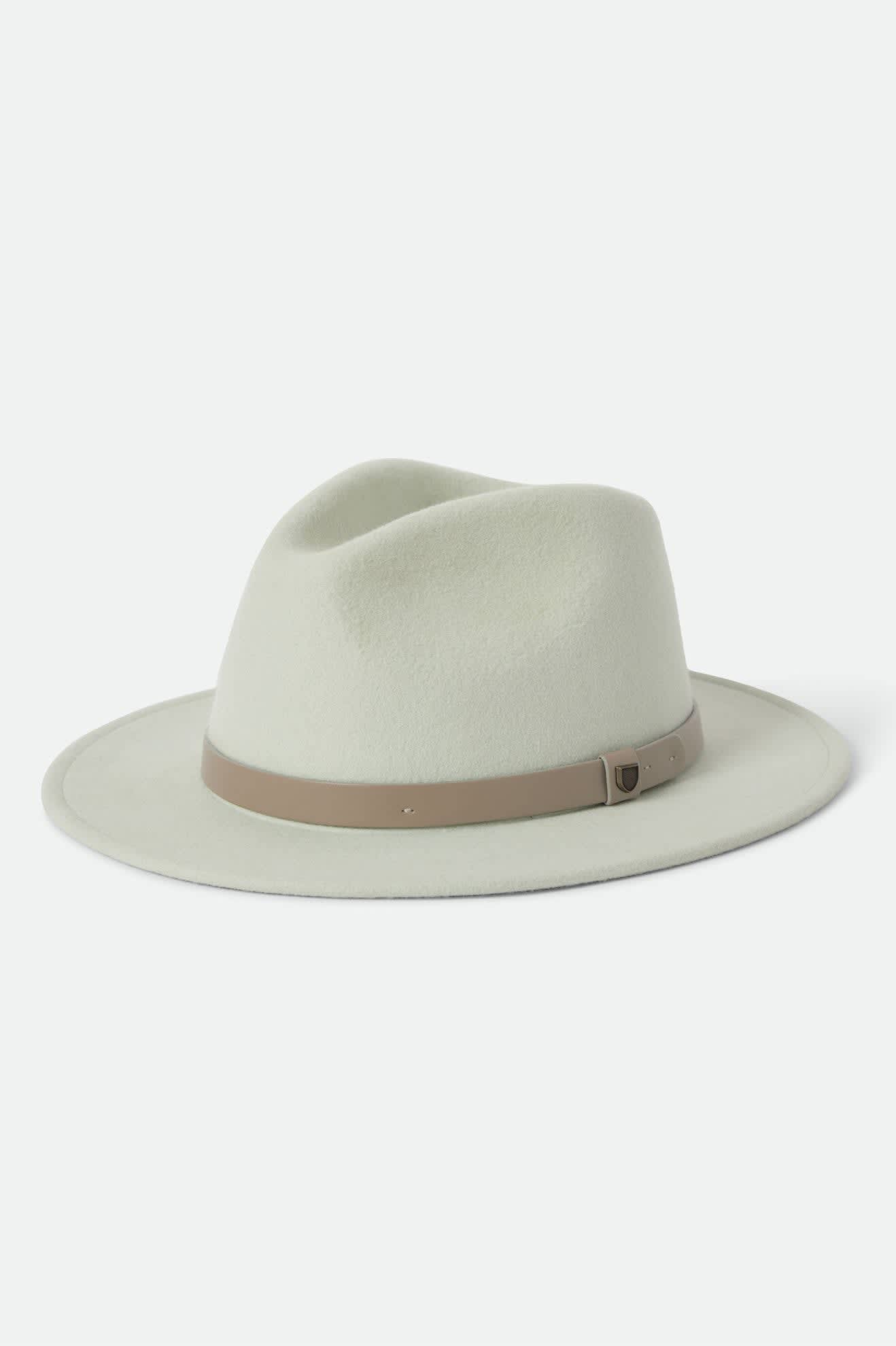 Unisex Messer Fedora in the color Sea Foam/Timeless Taupe - Front Product Laydown Image