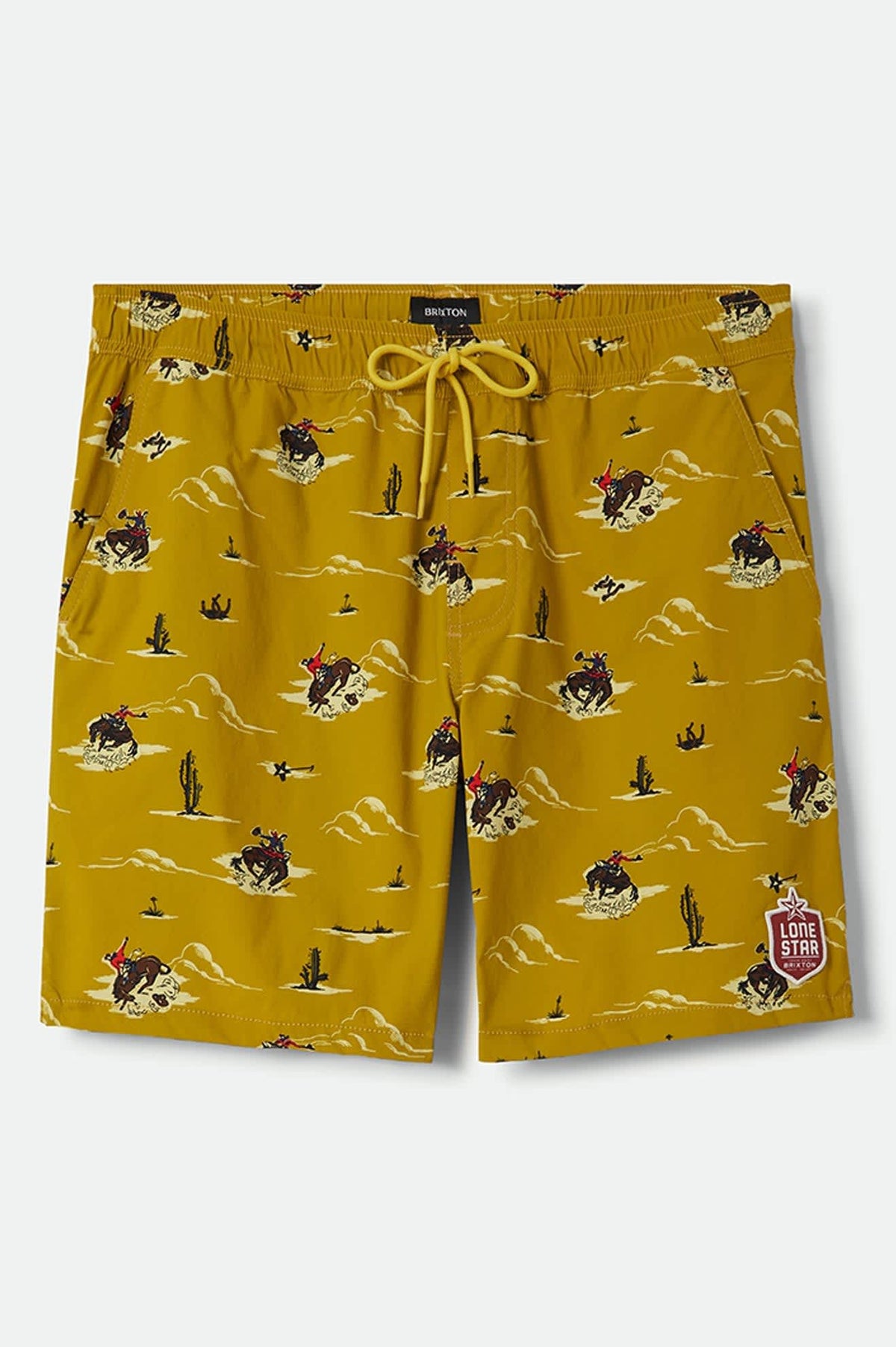 Men's Everyday Stretch Hybrid Short 7" in the color Texas Gold Lone Star - Front Product Laydown Image