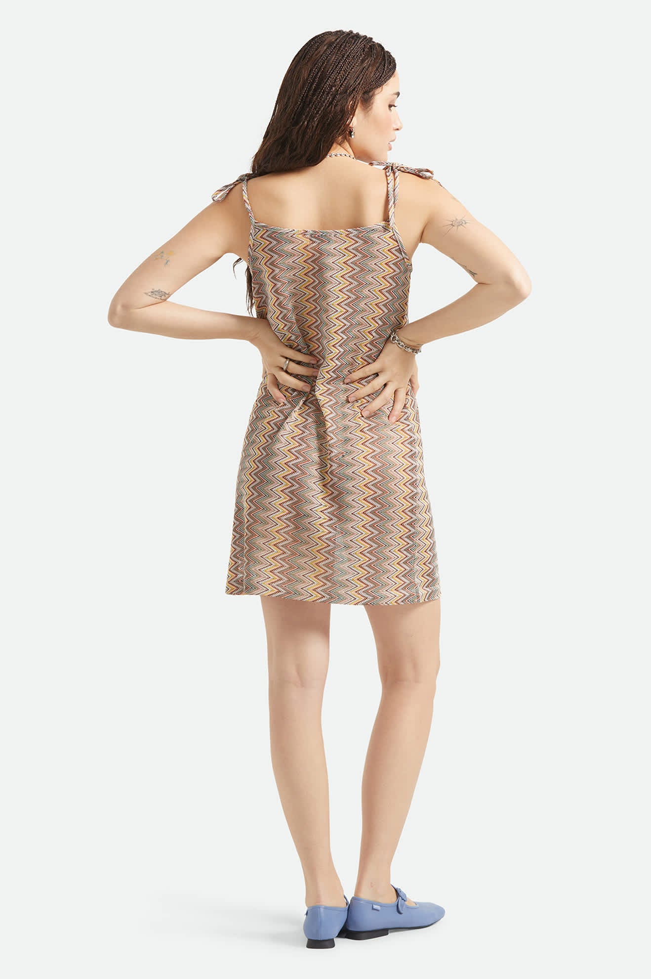 Women's The Cabana Mesh Tunic Dress in the color Multi Color Zigzag - Women's Back View