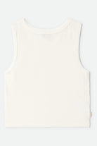 Women's Carefree Organic Garment Dye Cropped Tank in the color Off White - Front Product Laydown Image