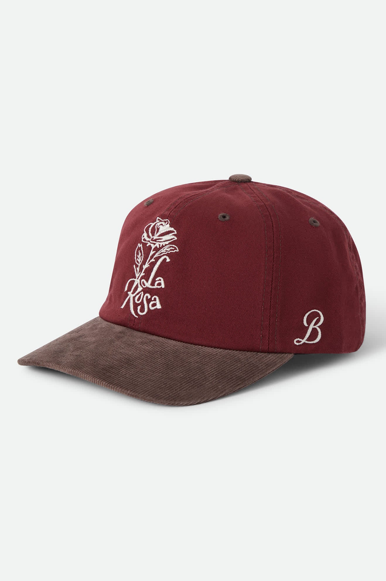 Women's La Rosa Adjustable Hat in the color Dark Brick/Walnut Brown Cord - Front Product Laydown Image
