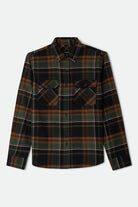 Men's Bowery Flannel in the color Black/Pine Needle - Front Product Laydown Image