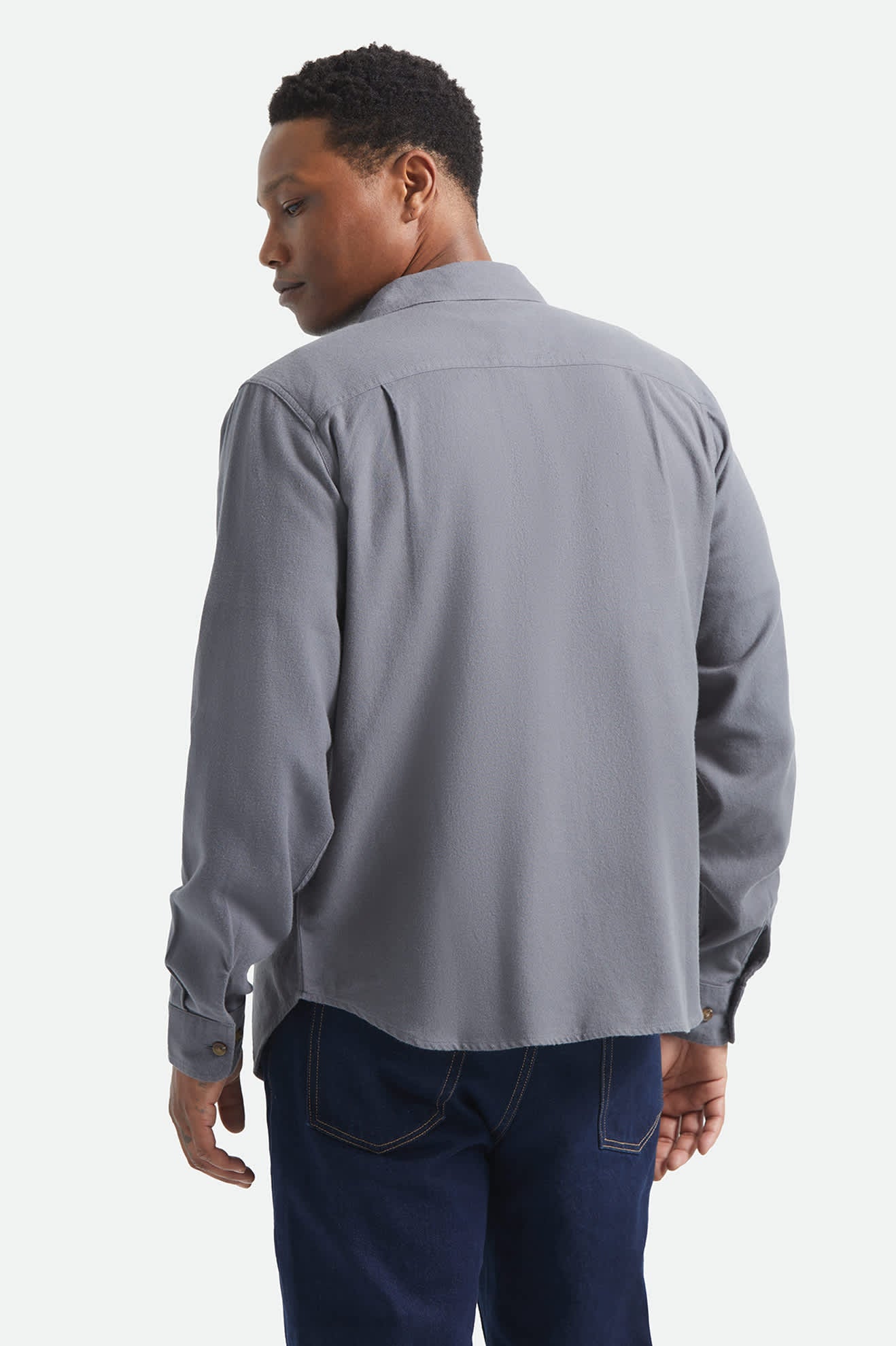 Men's Bowery Lightweight Ultra Soft Flannel in the color Future Grey - Men's Back View