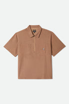 Men's Brakeman Half Zip Short Sleeve Shirt in the color Brown/Tan Stripe - Front Product Laydown Image