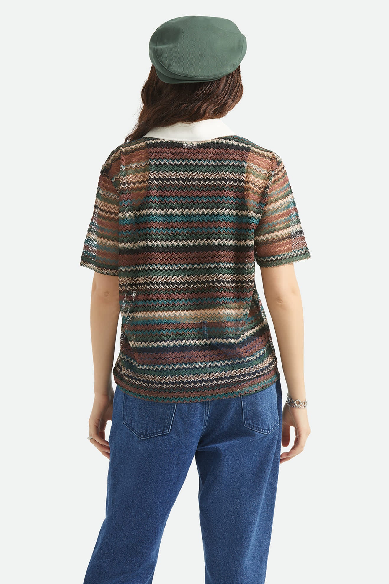 Women's Varsity T-Shirt in the color Multi Retro Stripe - Women's Back View