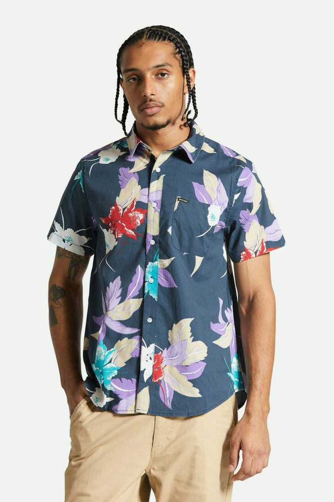 Men's Fit, front | Charter Print S/S Shirt - Washed Navy Passion