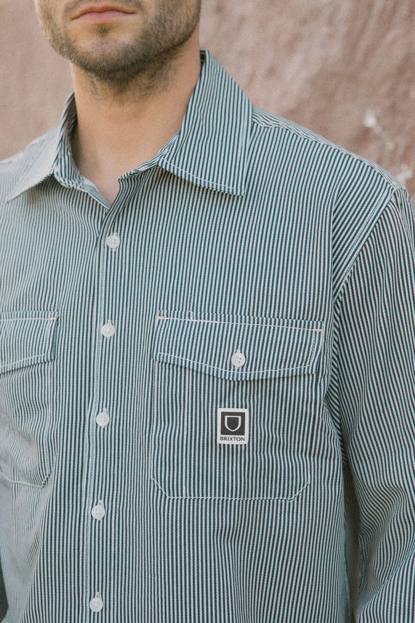 Men's Journey Lightweight Long Sleeve Shirt in the color Navy/White Stripe - Men's Lifestyle 3.0