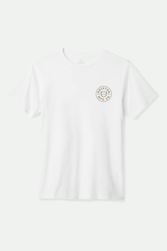 Men's Crest II S/S Standard T-Shirt in the color White/Light Brown/Slate - Front Product View