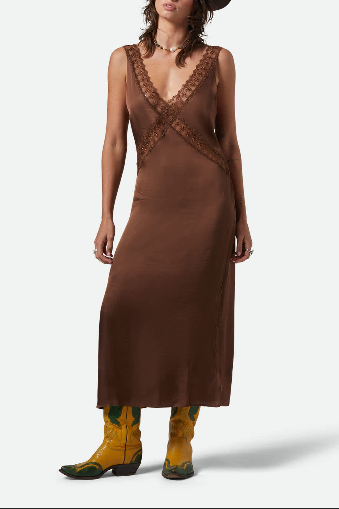 Women's The Ridge Slip Dress in the color Pinecone Brown - Women's Front View