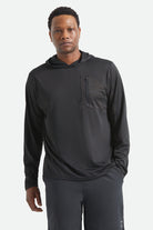 Men's Journey Long Sleeve Sun Hoodie in the color Black - Men's Front View