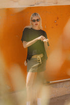 Women's Carefree Organic Garment Dye Cinch T-Shirt in the color Black - Men's Lifestyle image