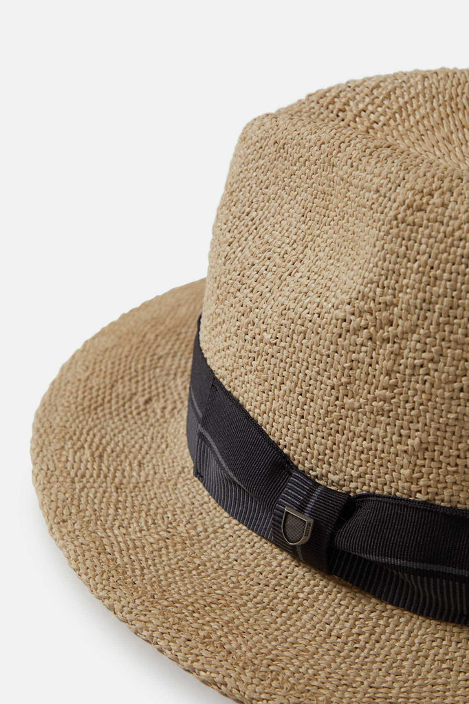 Unisex Roma Straw Fedora in the color Natural/Black - Additional Laydown image