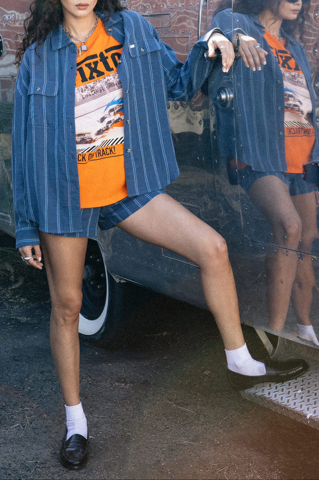 Women's Wandering L/S Overshirt in the color Berring Sea/White - Men's Lifestyle image